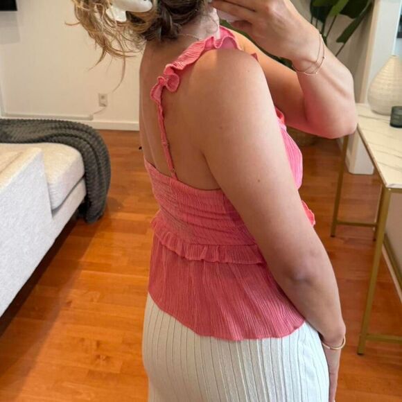 pink ruffle peplum tank top - Picture 2 of 2
